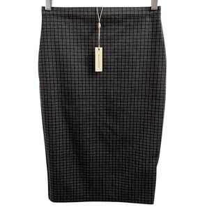 MAX STUDIO SKIRT, Size XS, Black & Grey Plaid Stretch Pull-On Pencil Skirt, NEW.